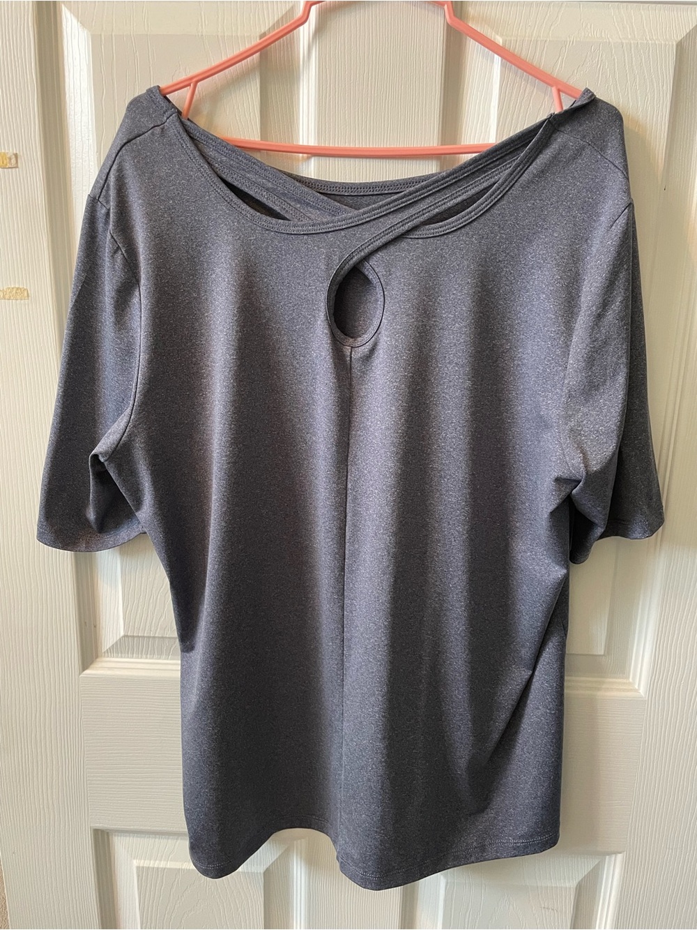 Ocean & coast Womens Gray Short-Sleeve Keyhole Back Top xl